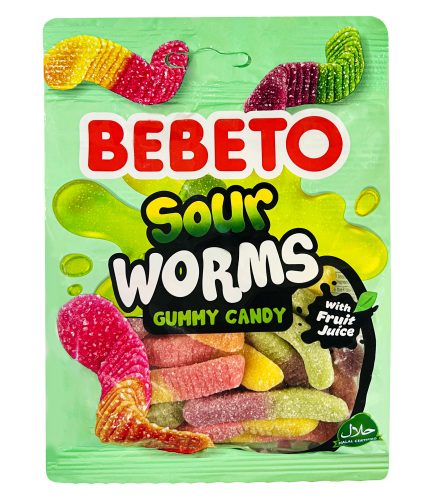 پاستیل شکری SOUR WORMS ببتو - 80 گرم